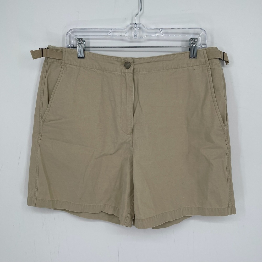 Lauren Ralph Lauren Women's Tan Side Tab Flat Front Utility Chino Shorts Size 14